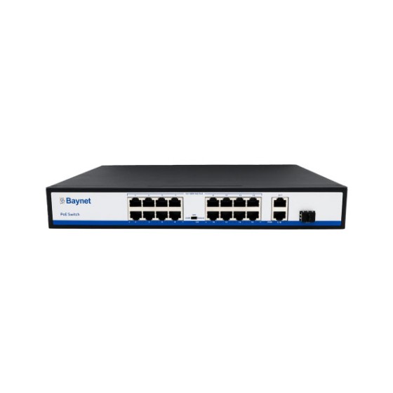 Baynet 16 ports 10/100M PoE Switch with 2 Uplink Gigabit Ethernet & 1 Gigabit SFP